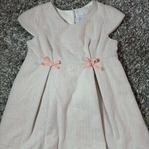 Kids Tahari Elegant Cream Dress with Pink Bow Accents Size 6 NWT